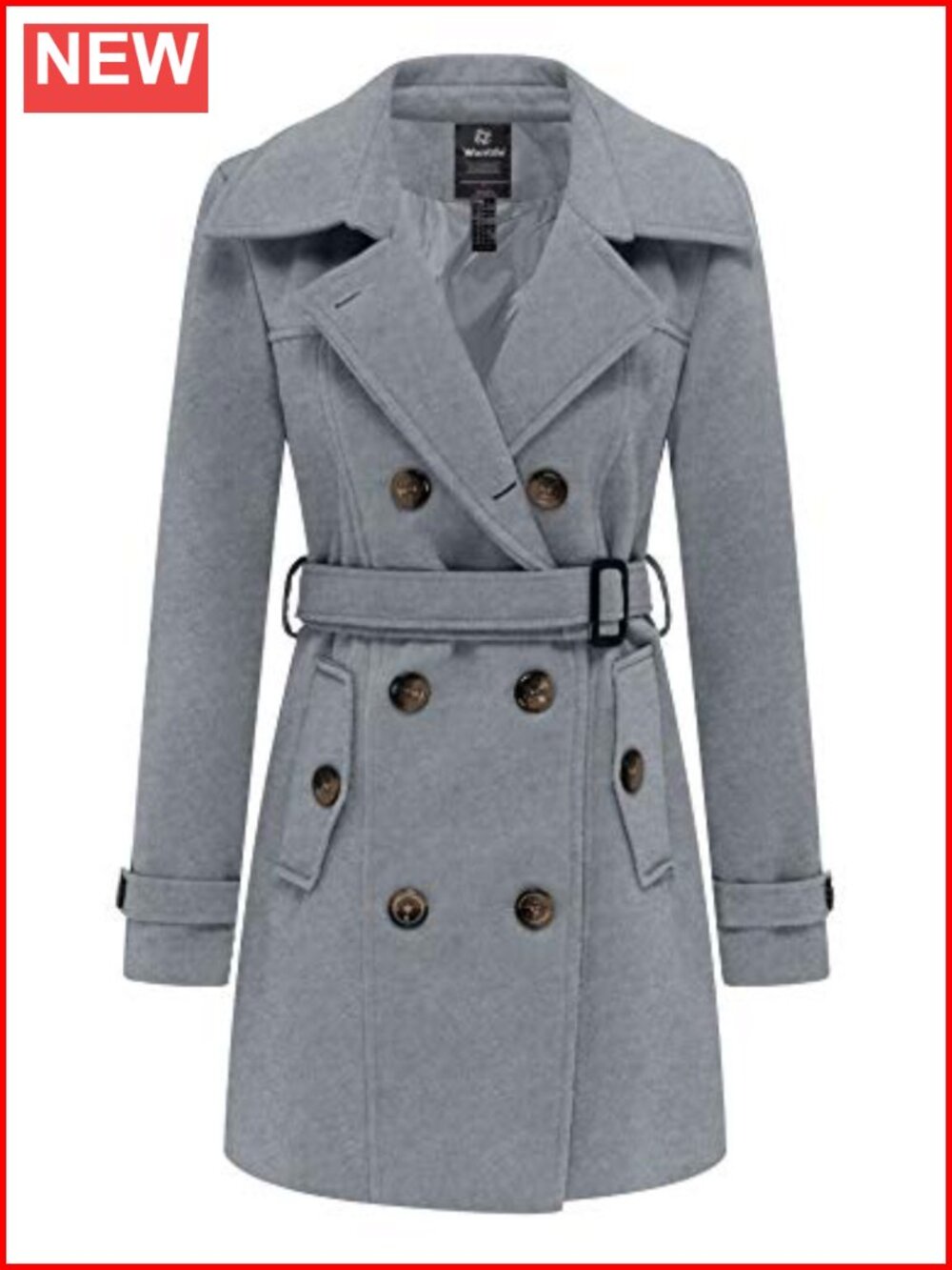 Double Breasted Wool Pea Coat Winter Mid-Long Trench Coat